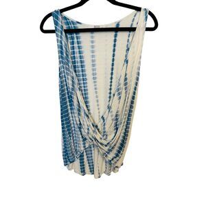 2/$25 MOD Tie-Dye Medium Sleeveless Deep Plunge V neck Rayon & Spandex Blue & Wh